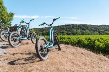 Oenotourisme photo de vélos devant des vignes