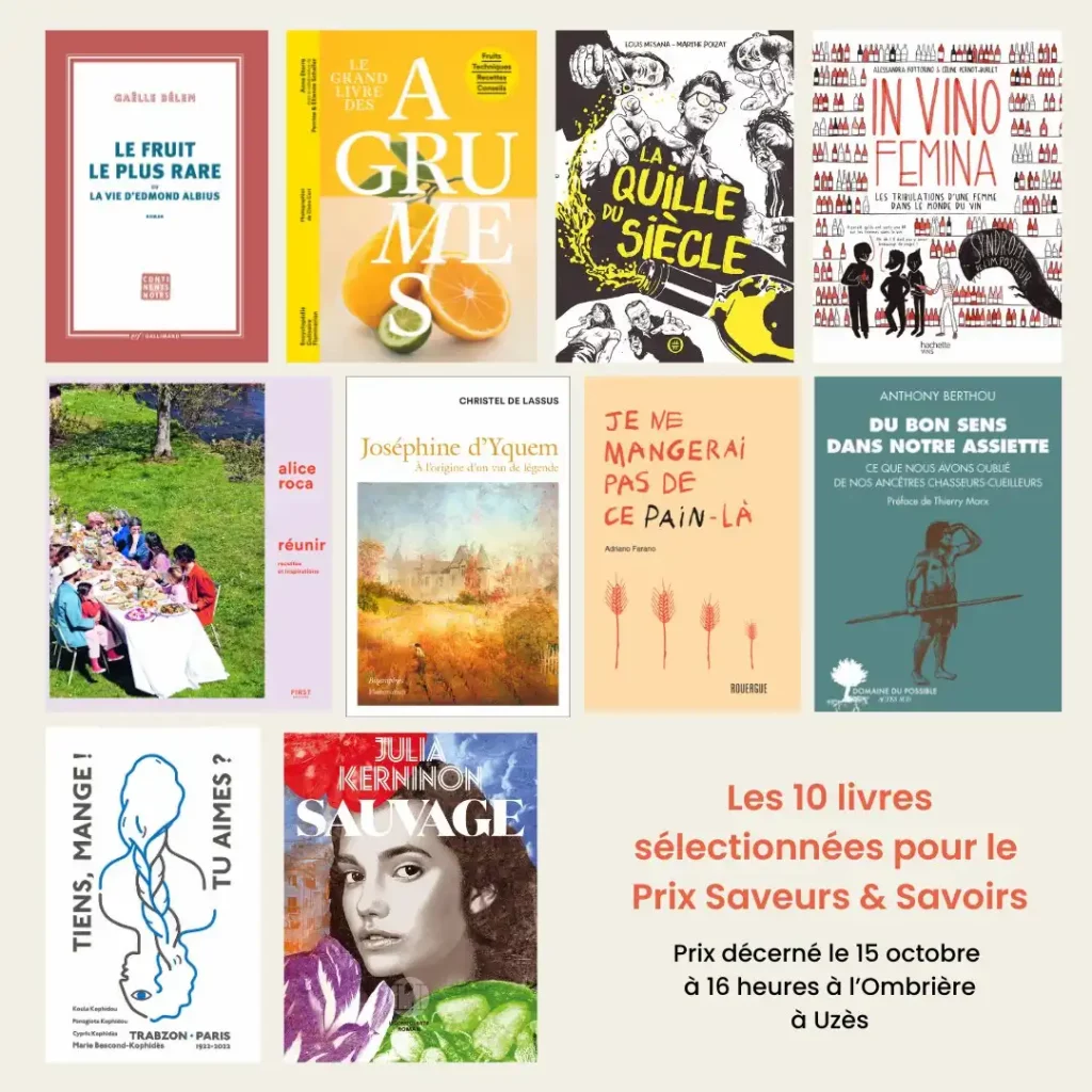 Les 10 livres finalistes-festival-saveurs&savoirs-uzès