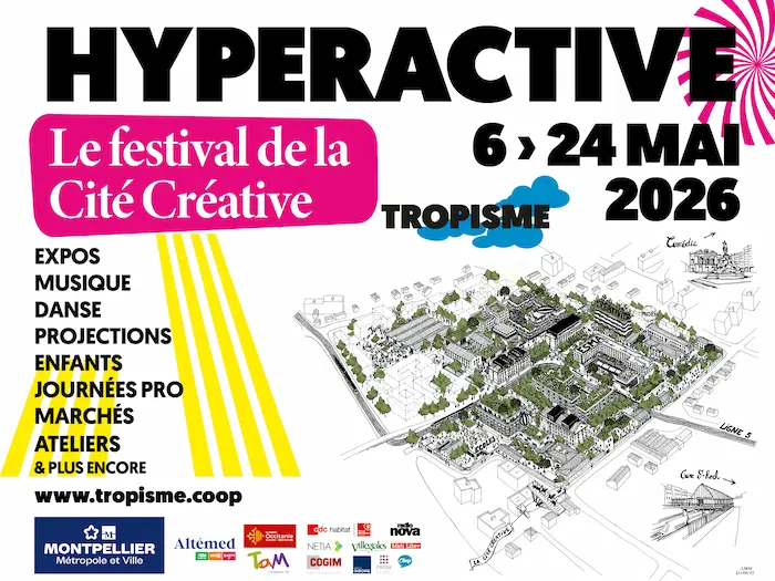 Visuel festival Hyperactive Halle Tropisme Montpellier Illustration par Sarah Desanchy